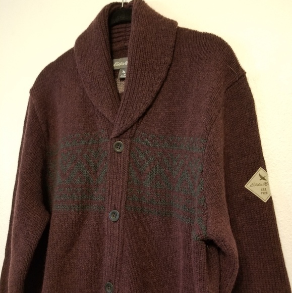 Eddie Bauer wool-blend shawlneck cardigan sweater - Picture 2 of 8